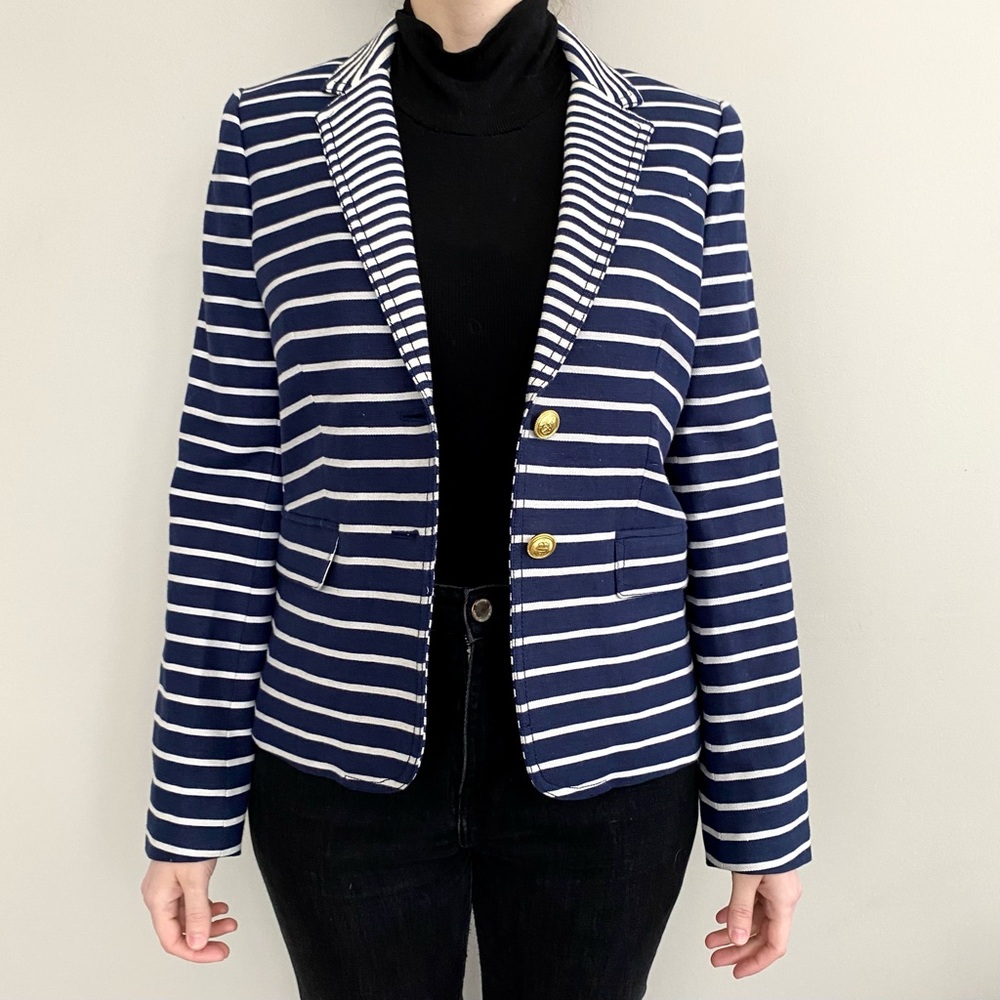 J. Crew Original Schoolboy linen-blend nautical striped blazer. 💙